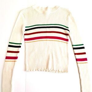 WOMEN'S CREAM STRIPED SWEATER